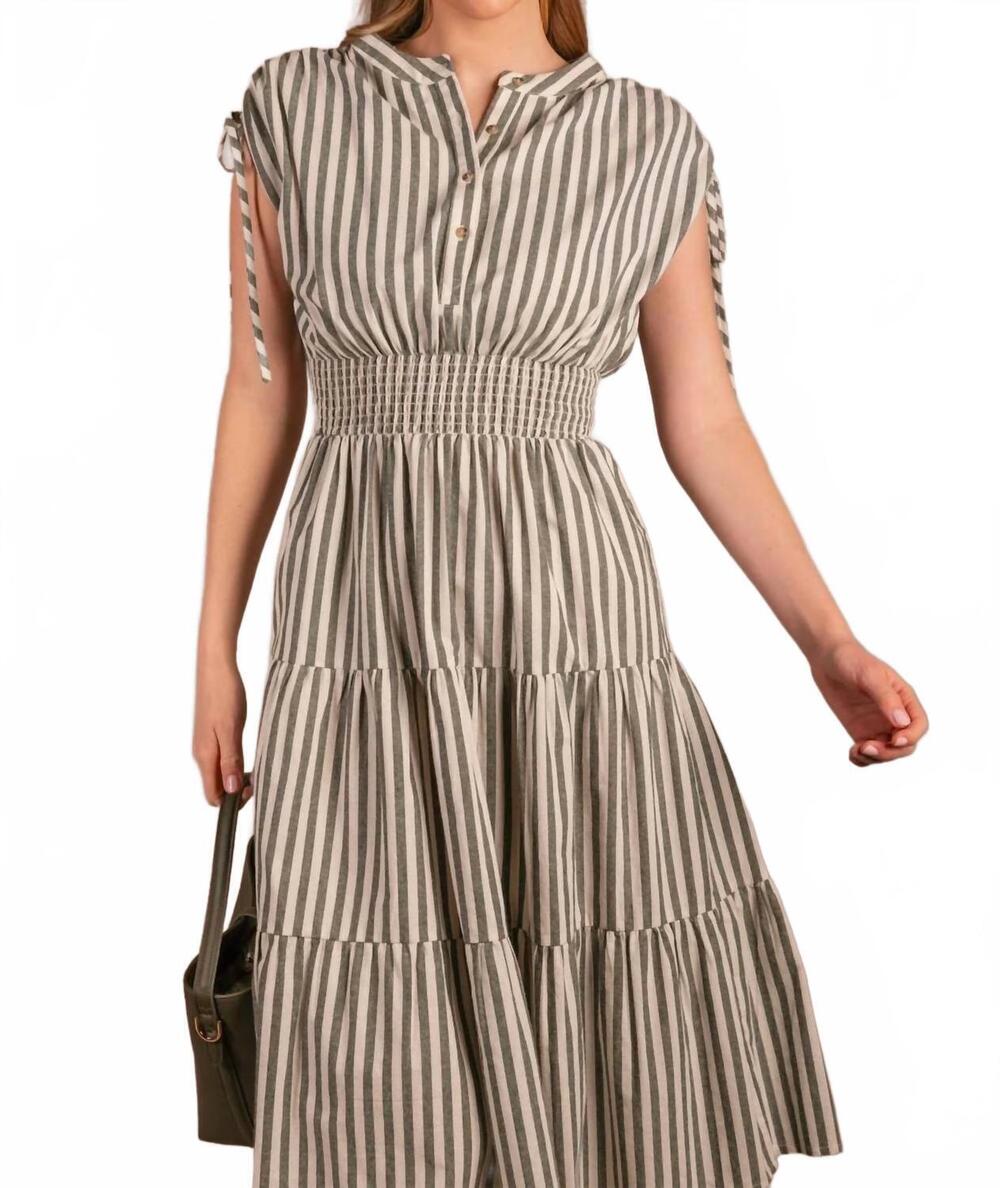 NEW BEFORE YOU COLLECTION smocked midi dress in green/cream